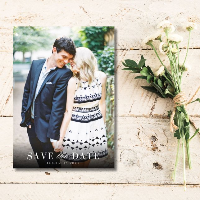 Elegantes Foto Modernes Save the Date (Elegant Photo Modern Save the Date)