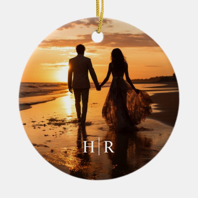 Elegantes Foto Monogram Keramik Ornament (Vorne)