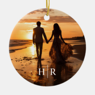 Elegantes Foto-Monogramm Keramik Ornament