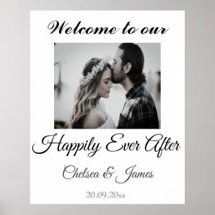Elegantes Foto nach Hochzeit - Willkommen Poster