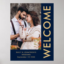 Elegantes Foto Navy Gold Begrüßung