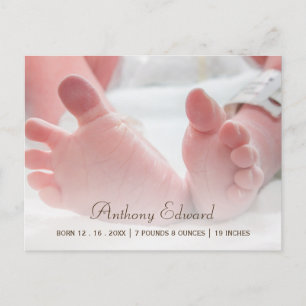 Elegantes Foto Neugeborene Babyfütterung Geburtsan Ankündigungspostkarte