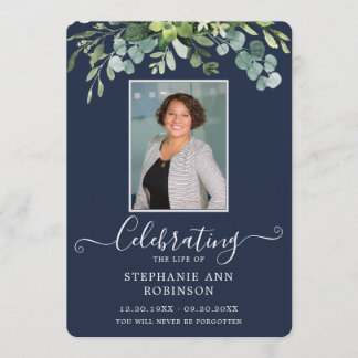 Elegantes Foto Order of Service Blue Programm