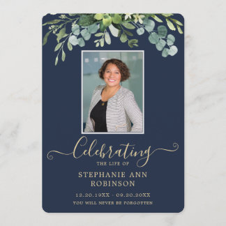 Elegantes Foto Order of Service Gold Blue Programm