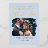 Elegantes Foto Overlay Dusty Blue Boho Nuptial Mas