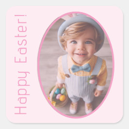 Elegantes Foto Personalisiert Light Pink Happy Oas Quadratischer Aufkleber