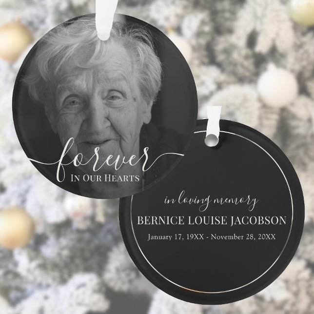 Elegantes Foto Personalisiert Memorial Keppake Ornament (Photo Memorial In Loving Memory Ornament)