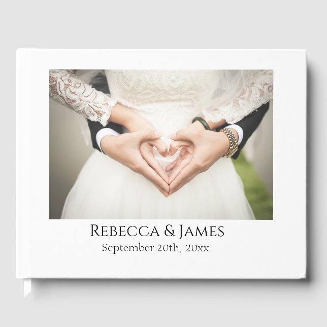 Elegantes Foto Personalisiert Wedding Guest Book Gästebuch (Vorderseite)