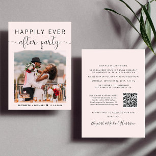 Elegantes Foto QR Code Rosa Hochzeitsempfang Einladung