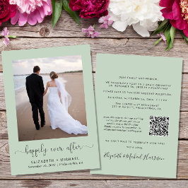 Elegantes Foto QR Code Sage Wedding Reception Einladung
