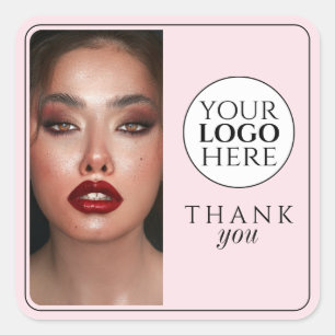 Elegantes Foto-Rosa-Logo-Dankeschön-Makeup Quadratischer Aufkleber