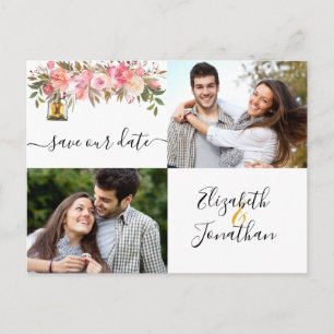 Elegantes Foto Rose Gold Coral Florale Ankündigung