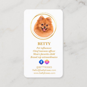 Elegantes Foto Rose Gold Dog Pet Social Media Visitenkarte
