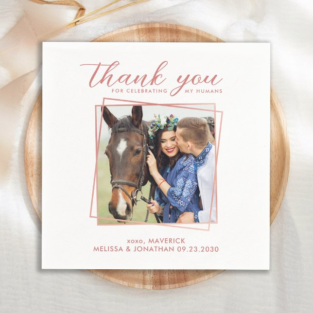 Elegantes Foto Rose Gold Vielen Dank Haustier Hoch Serviette (Von Creator hochgeladen)