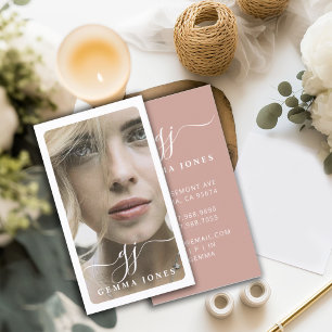 Elegantes Foto Script Calligraphy Monogram Visitenkarte