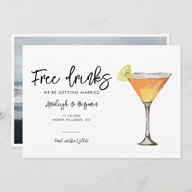 Elegantes Foto Script Hochzeit Save The Date (Vorne/Hinten)