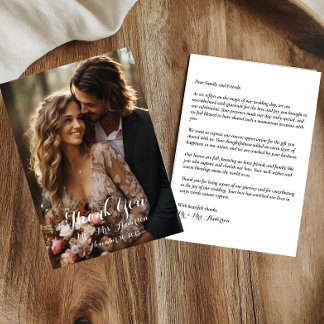 Elegantes Foto Script Wedding Dankeschön Card Dankeskarte
