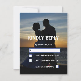 Elegantes Foto Sonnenuntergang Einfache Hochzeit RSVP Karte