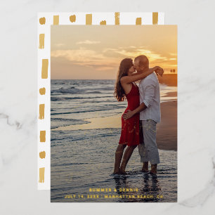 Elegantes Foto Spanisch Save the Date Gold Folieneinladung