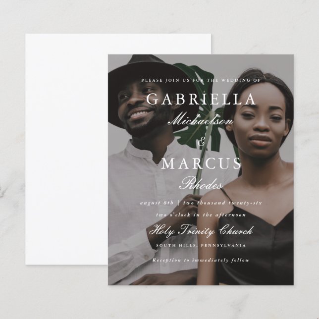 Elegantes Foto Typografy Overlay Budget Hochzeit (Vorne/Hinten)