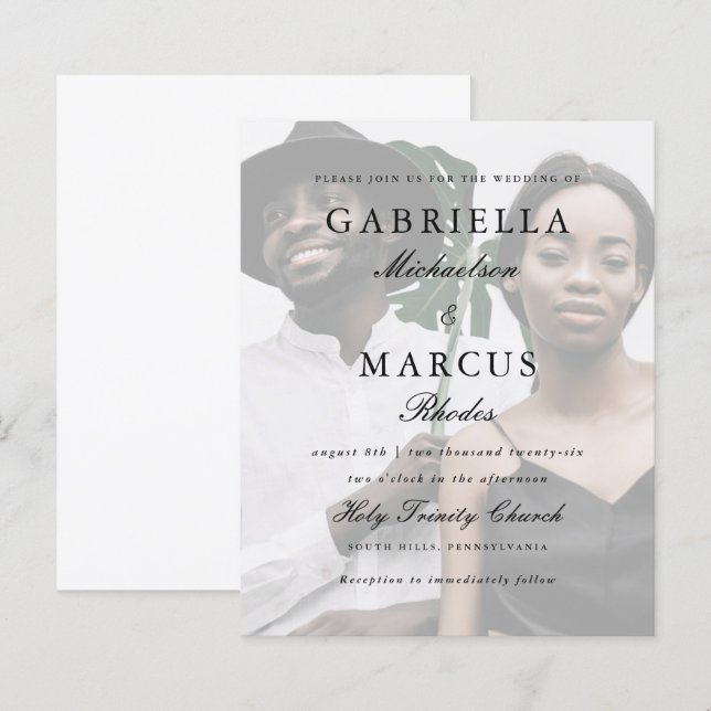 Elegantes Foto Typografy Overlay Budget Hochzeit (Vorne/Hinten)