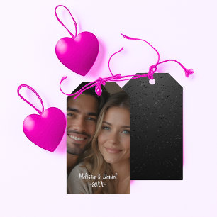 Elegantes Foto und Name Black Accent Geschenkanhänger