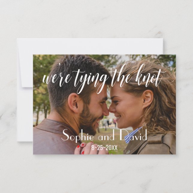 Elegantes Foto verbindet den Knoten SAVE THE DATE (Vorderseite)