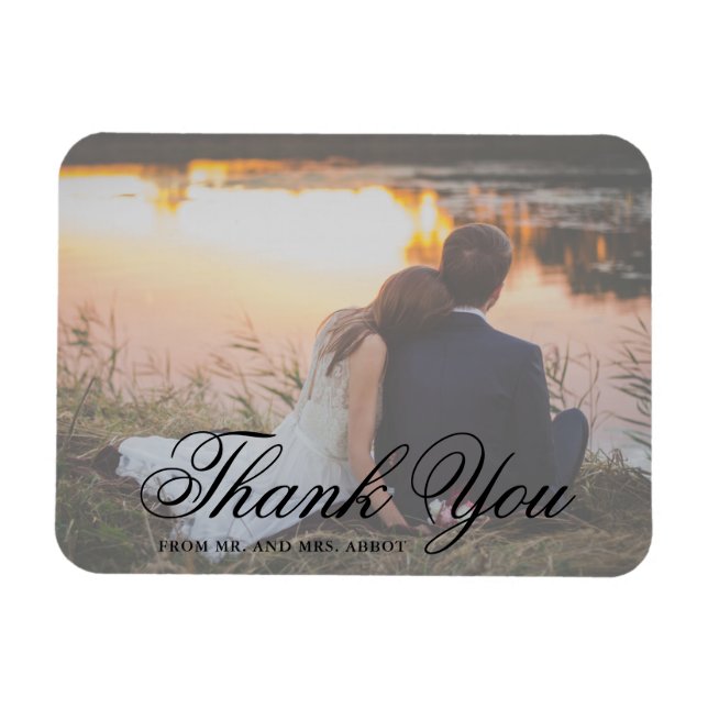 Elegantes Foto Vielen Dank Gastgeschenk Hochzeit Magnet (Horizontal)