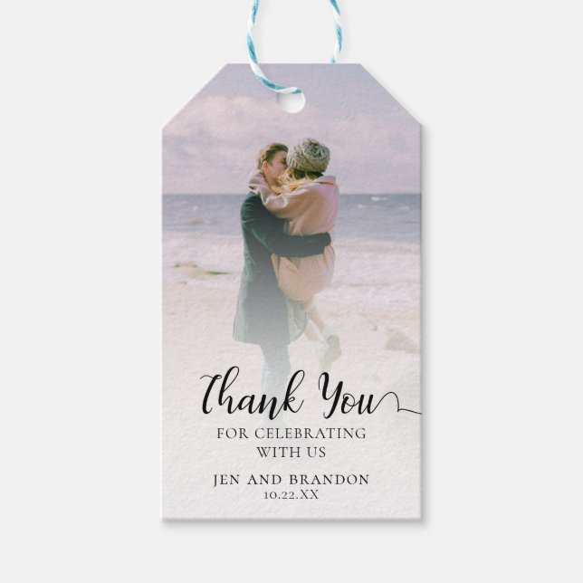 Elegantes Foto Vielen Dank Gastgeschenk Hochzeit T Geschenkanhänger (Vorderseite)