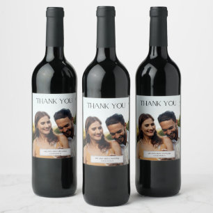 Elegantes Foto Vielen Dank Gastgeschenk Hochzeit Weinetikett