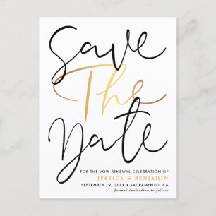 Elegantes Foto Vow Erneuerung Save the Date Ankündigungspostkarte