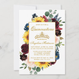 Elegantes Foto Watercolor Mixed Floral Quinceanera Einladung