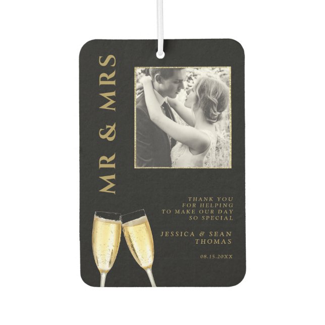 Elegantes Foto Wedding Champagne Autolufterfrischer (Vorderseite)