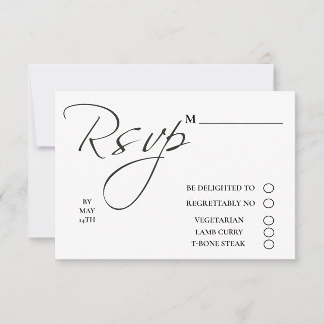 Elegantes Foto Wedding RSVP Card (Vorderseite)