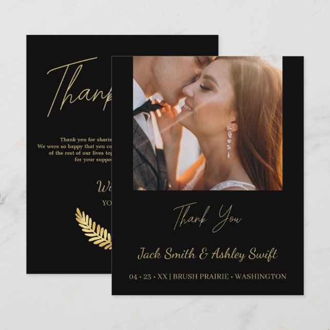 Elegantes Foto Wedding Vielen Dank (Vorne/Hinten)