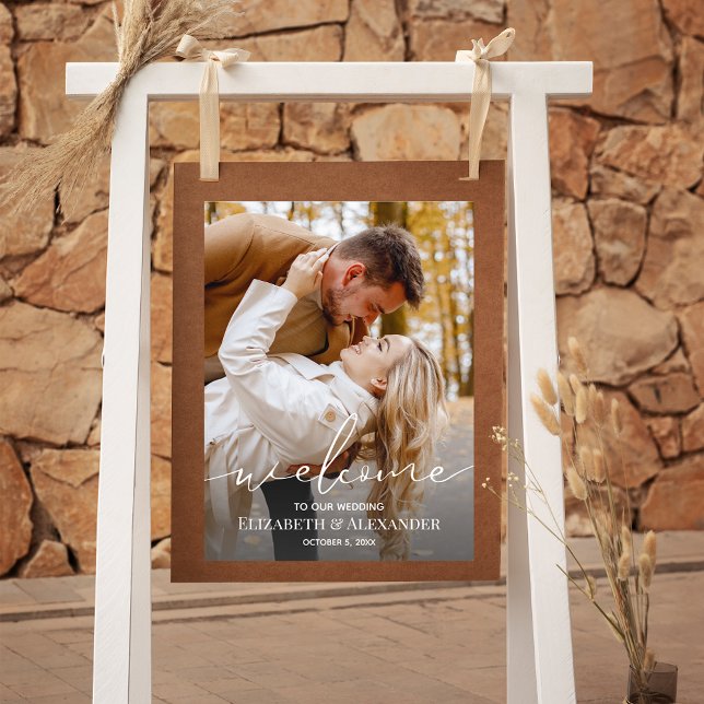 Elegantes Foto Wedding Welcome Poster (Von Creator hochgeladen)