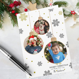 Elegantes Foto Weihnachtsfeiertage & Schneeflocken Karte