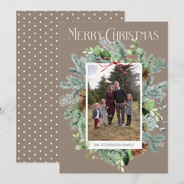 Elegantes Foto Weihnachtsgrün Grußkarte (Vorne/Hinten)