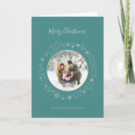 Elegantes Foto Weihnachtskranz Aquamarine Urlaubsk Feiertagskarte