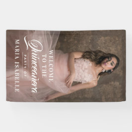 Elegantes Foto Willkommen Quinceanera Party Signat Banner