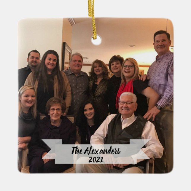 Elegantes Foto zu Weihnachten Keramikornament (Vorderseite)