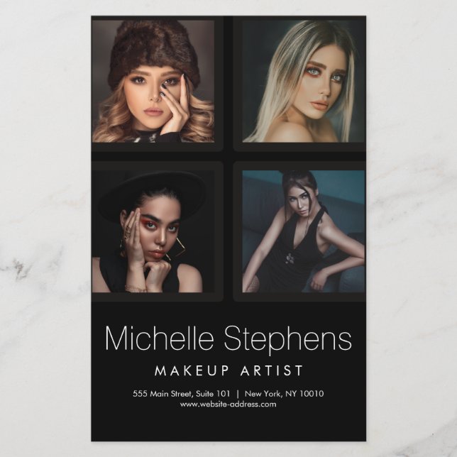 Elegantes Fotomaterial Makeup und Frisur Flyer (Vorne)