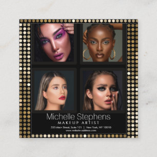 Elegantes Fotomaterial Makeup und Frisur Quadratische Visitenkarte