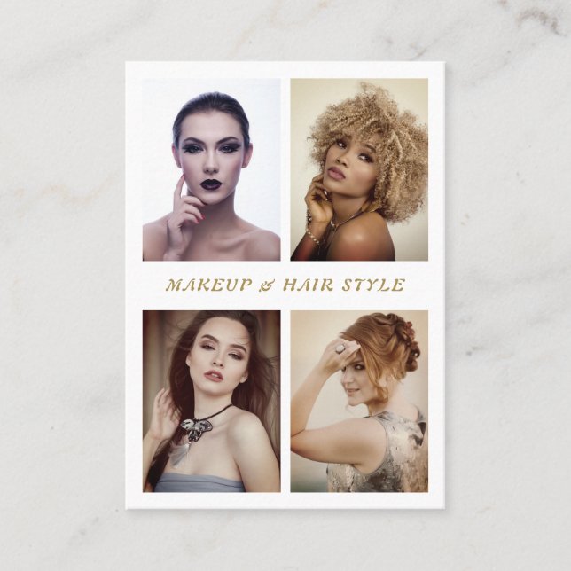 Elegantes Fotomaterial Makeup und Frisur Visitenkarte (Vorderseite)