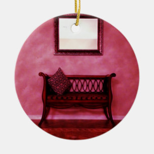 Elegantes Foyer Settee Sitzspiegel Innendesign Keramikornament