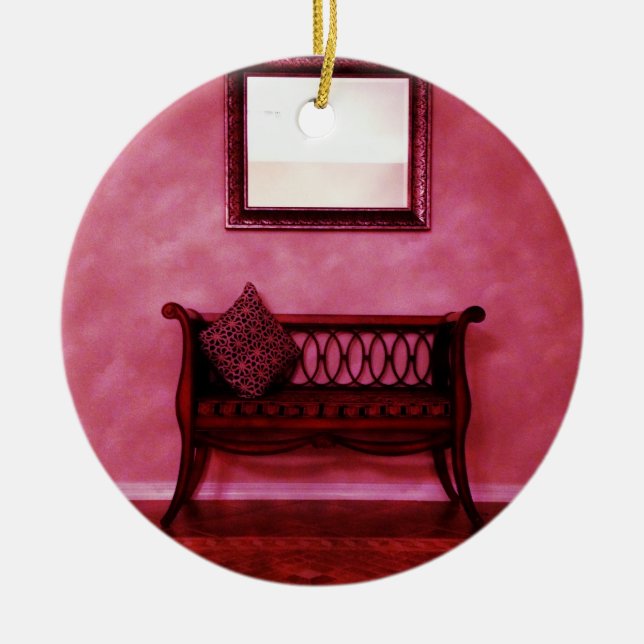 Elegantes Foyer Settee Sitzspiegel Innendesign Keramikornament (Vorne)