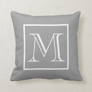 Elegantes Frame Gray Background Monogramm Kissen