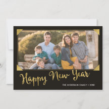 Elegantes Frame Imitate Gold Happy New Year Foto