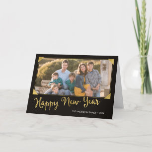 Elegantes Frame Imitate Gold Happy New Year Foto Feiertagskarte