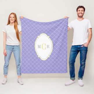 Elegantes französisches Blau Gelb Weiß Gitter-Mono Fleecedecke